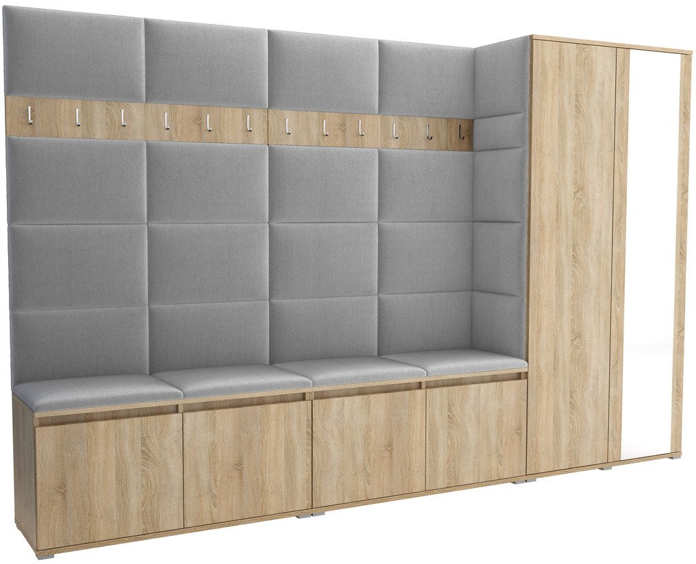 Tapicerowana garderoba Noris V z lustrem - sonoma + tkanina Trinity 32