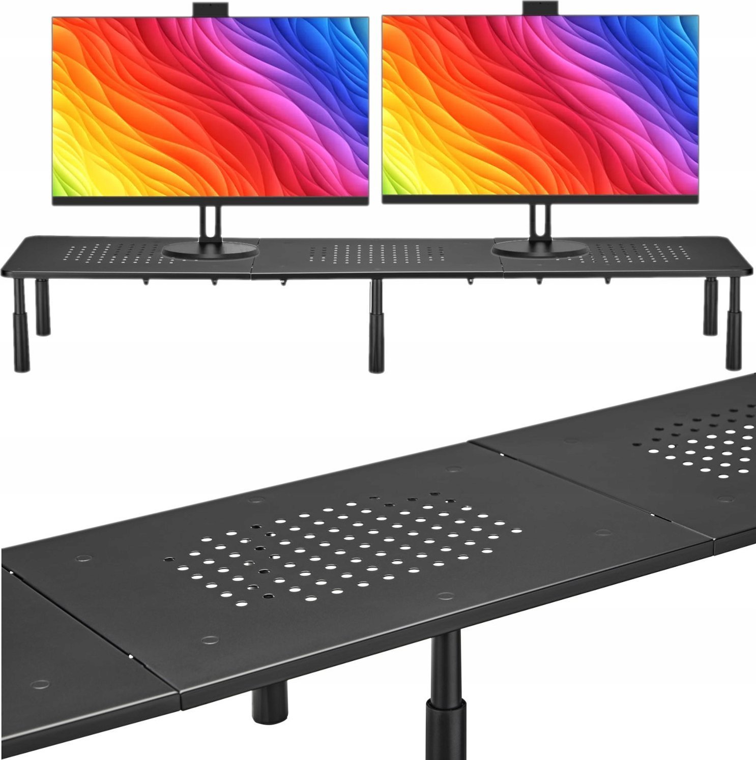 Mozos SPM2 - Stolik na 2 monitory, czarny