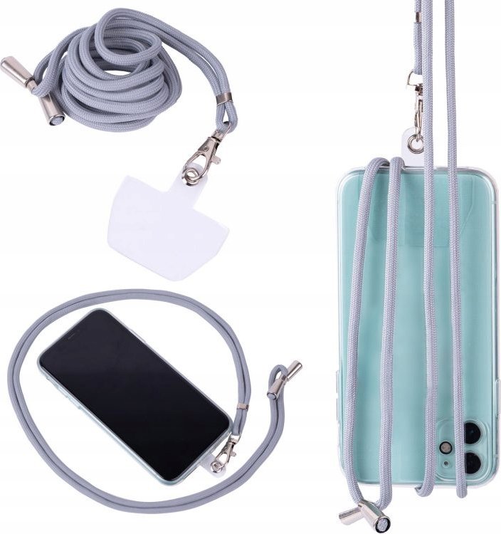 Hello Case UNIWERSALNA TASIEMKA SMYCZKA NA SZYJĘ DO TELEFONU SZNUREK SZARY 150 CM