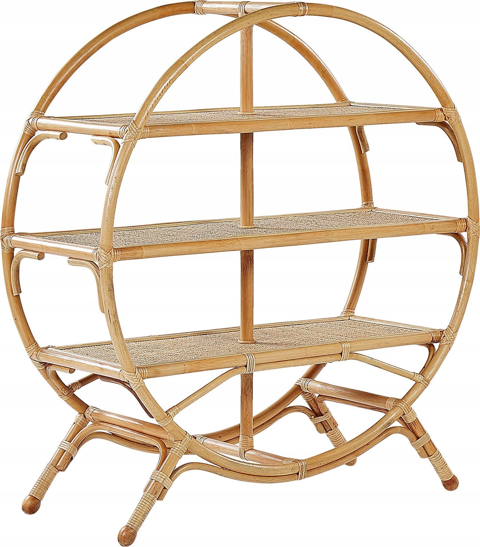 Beliani Regał okrągły rattanowy 3 półki naturalny TUVALU II