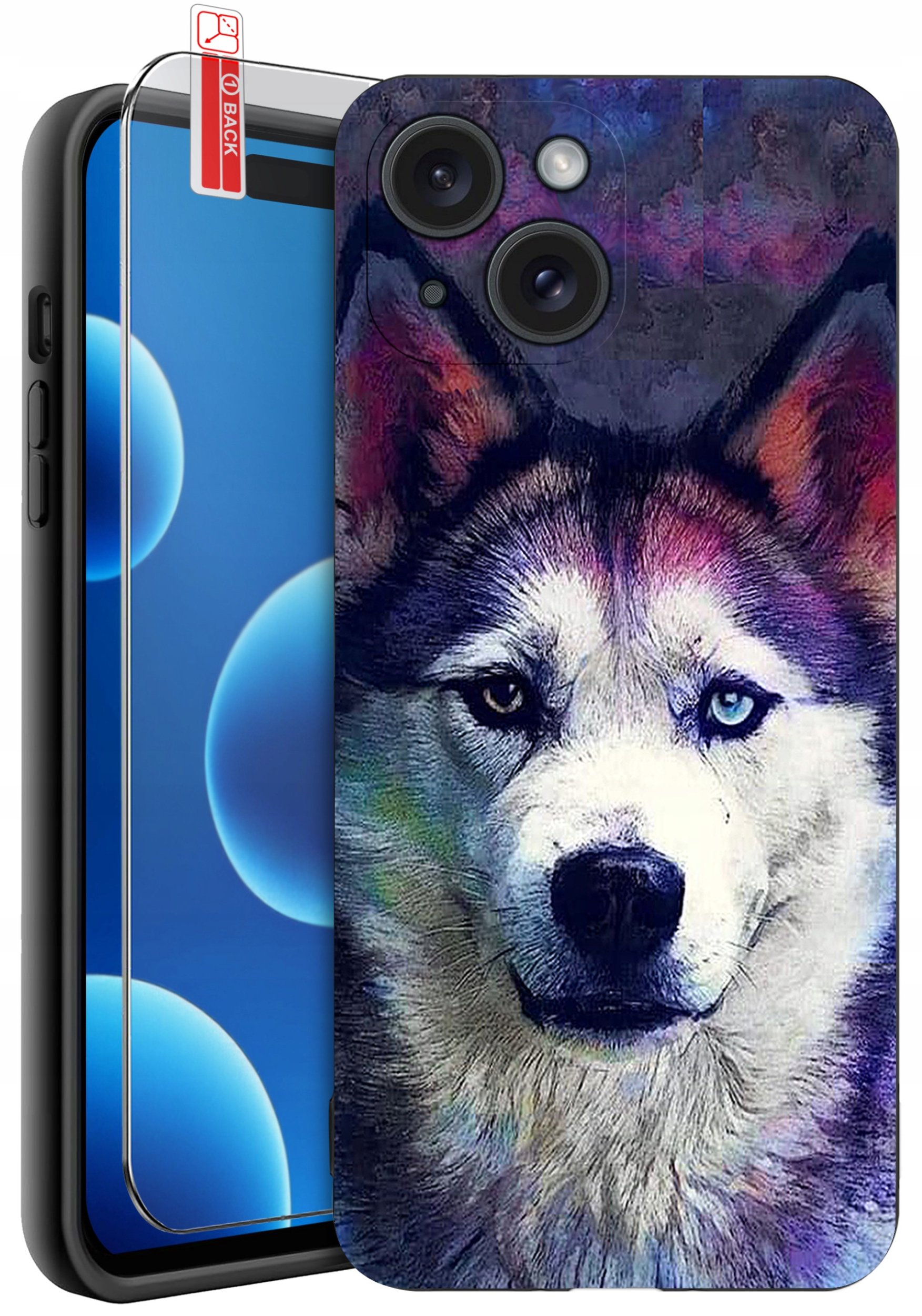 ETUI do iPhone 15 | WZORY | SILIKONOWE MATT CASE + SZKŁO 9H