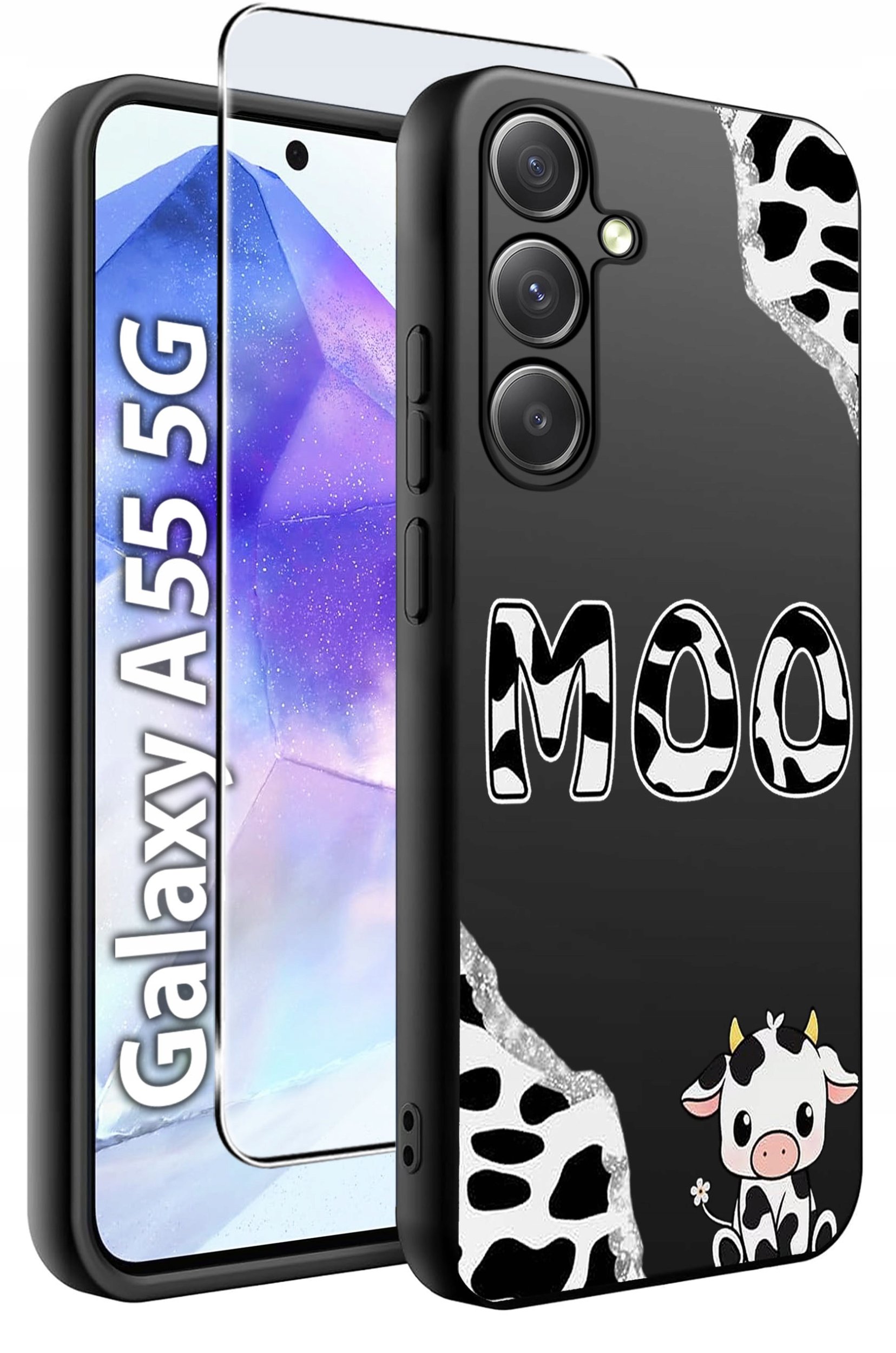 ETUI do Samsung A55 5G WZORY | SILIKONOWE MATT CASE + SZKŁO HARTOWANE 9H