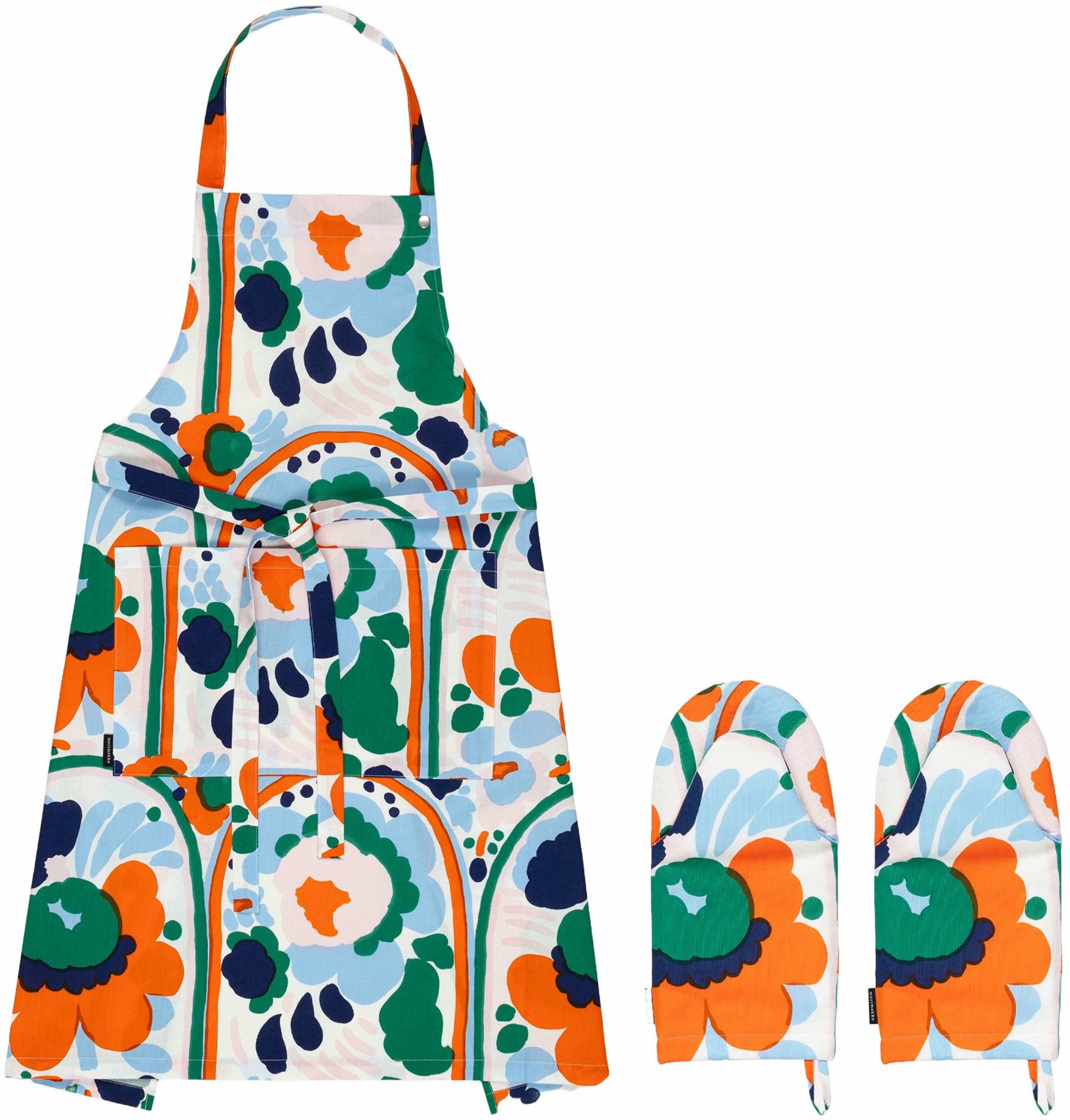 Marimekko prijuostės ir pirštinių rinkinys