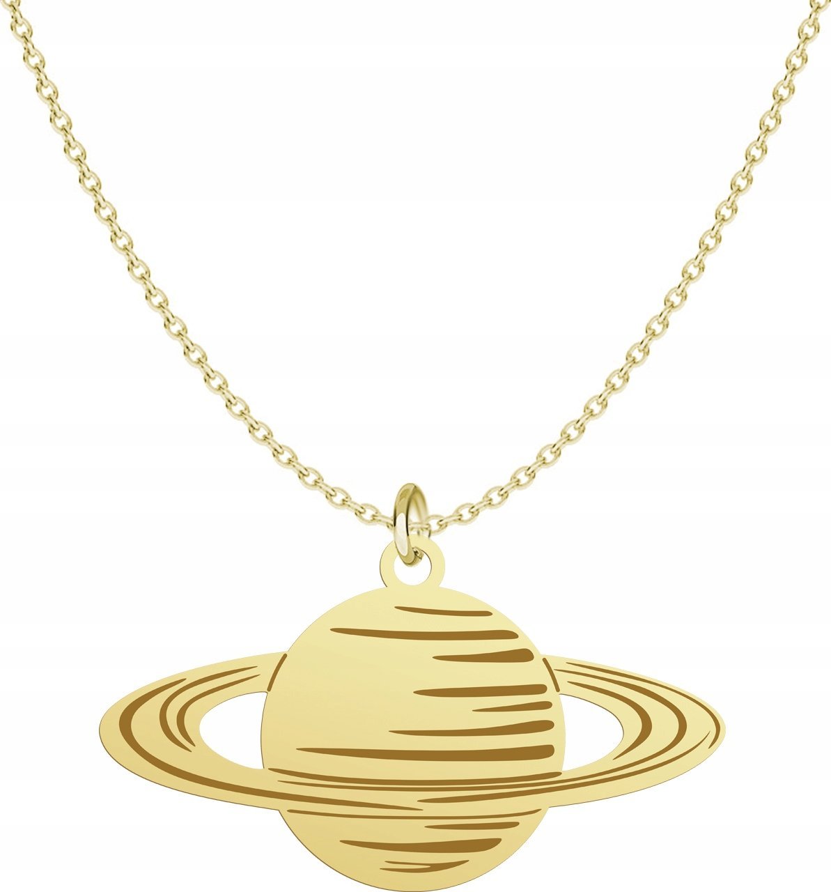 Radziszewska Jewellery Złoty Naszyjnik z Planetą Łańcuszek Srebro 925 Prezent GRAWER GRATIS