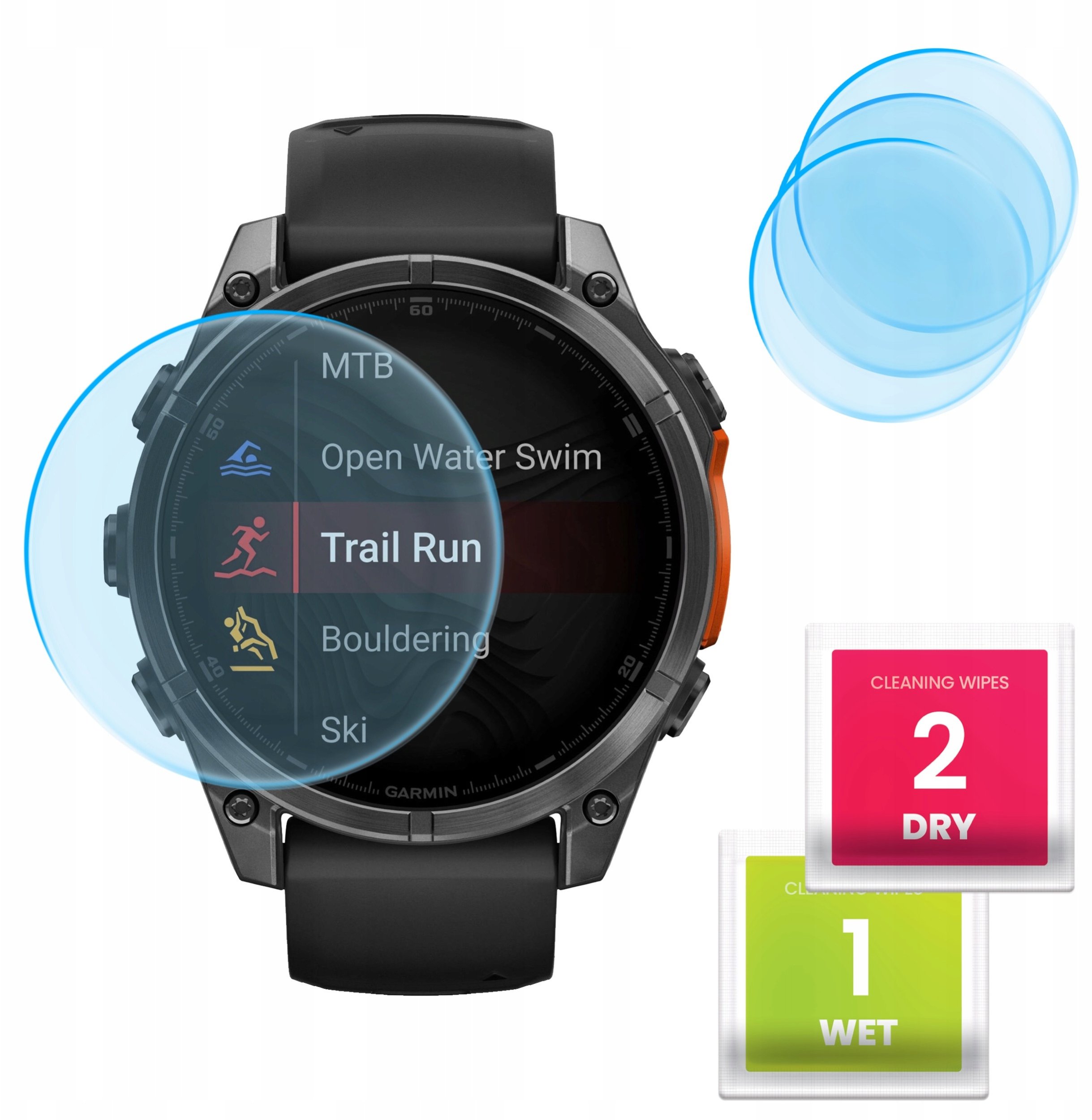 3-PAK Szkło Hybrydowe do Garmin Fenix 8 AMOLED (wersja 43mm) (Szkiełko, 9H)