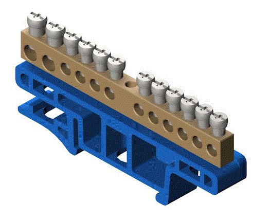 Elektro-Plast Listwa zaciskowa na szynę 12-torowa niebieska TH35 2N LZ-12/N (0921-00)