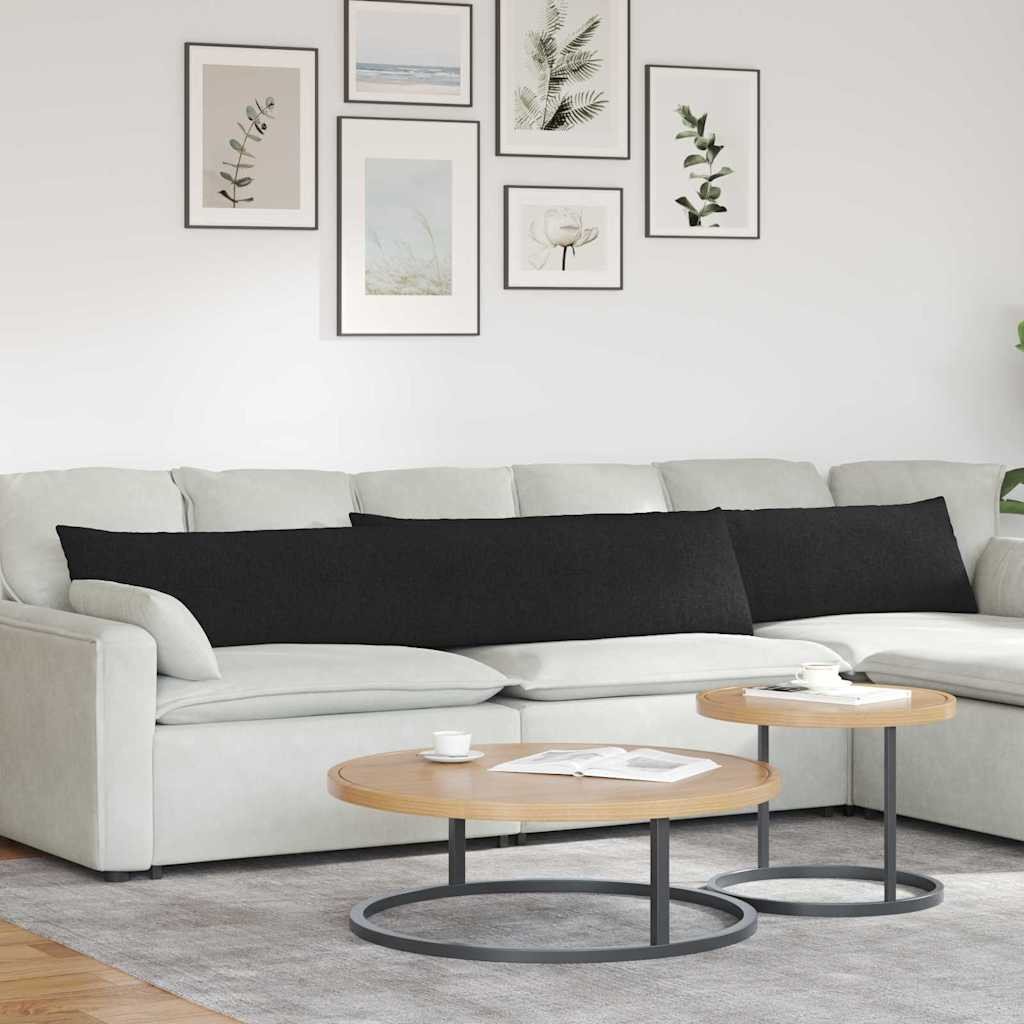 vidaXL Poduszki na sofę 2 pcs Czarny 200 x 40 cm tkanina