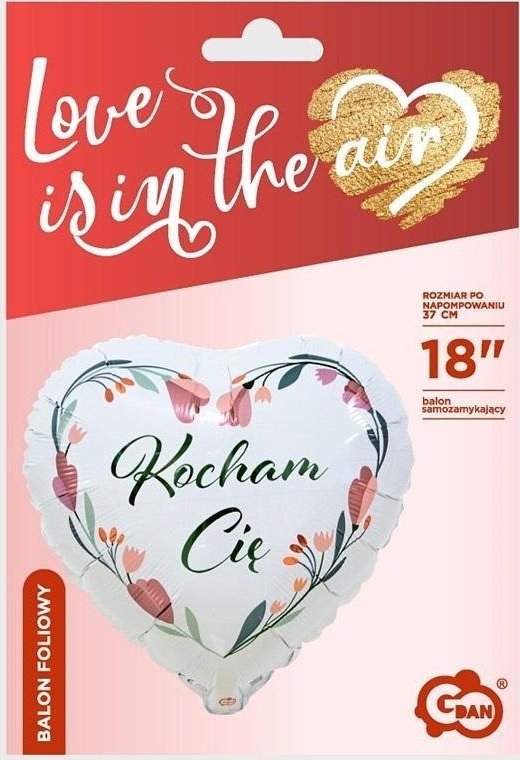 GoDan Balon foliowy Kocham Cię białe serce