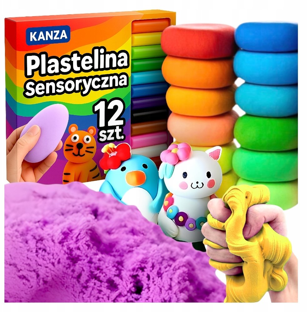 PLASTELINA PIANKOLINA DLA DZIECI 12szt. KANZA