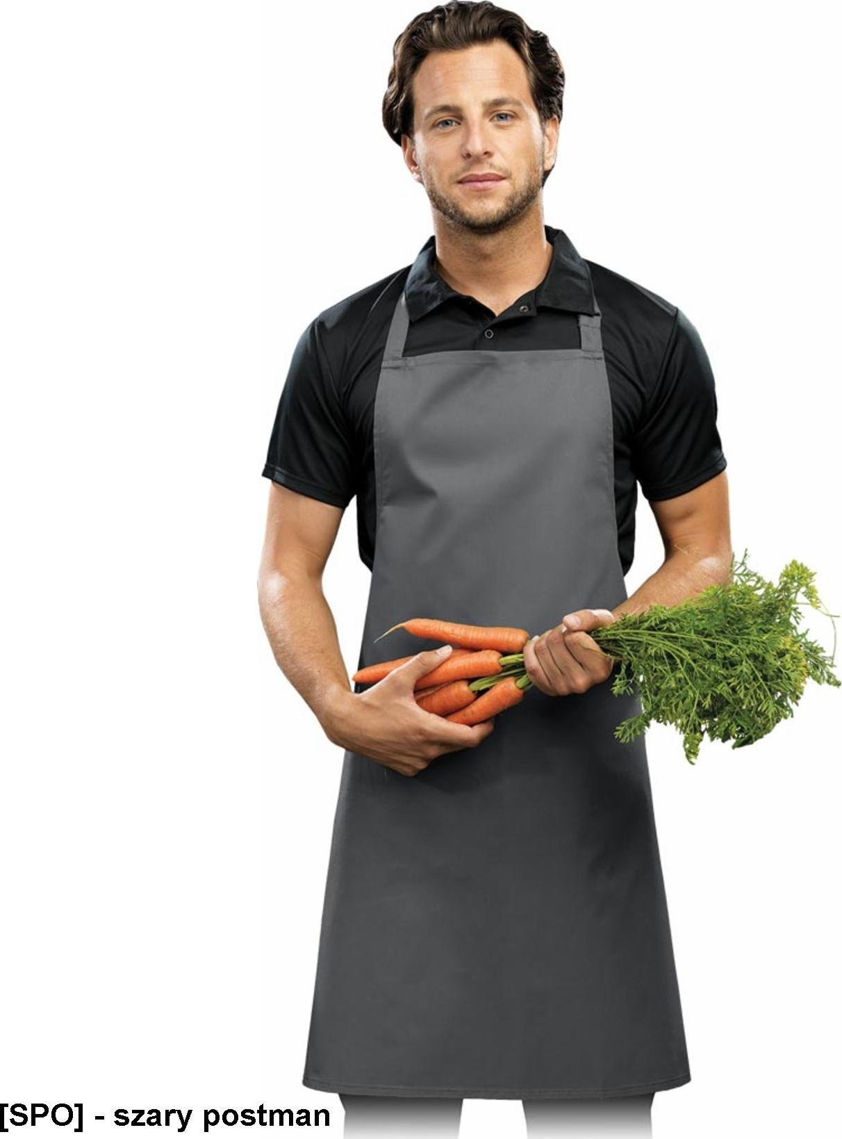 R.E.I.S. FPB-KL - fartuch z regulacą na szyi - szary postman - 72x86 cm.