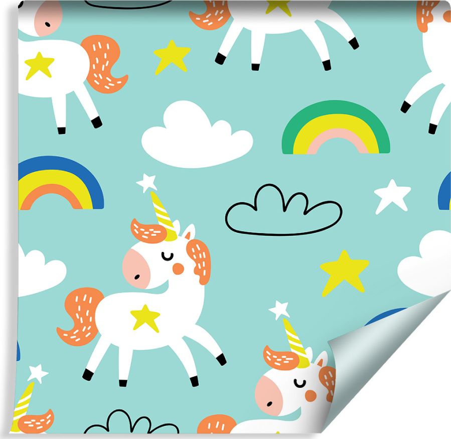 Muralo Tapeta Dla Dzieci - Śpiące Jednorożce - Styl Skandynawski