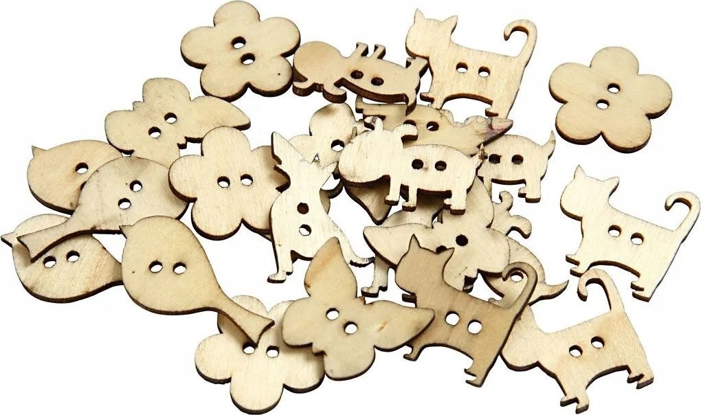 Guziki drewniane dekoracyjne 24 szt.