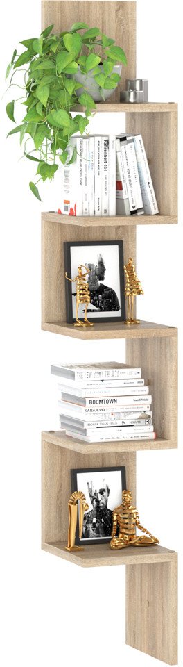 Regał Wiszący Na Książki Do Salonu Zigi Pojemny Półki Ozdoby Dąb Sonoma