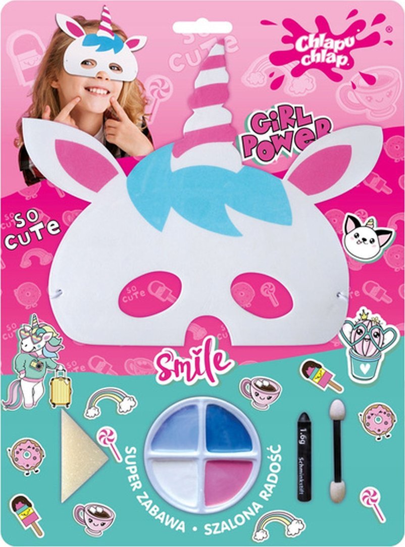 Chlapu Chlap Zestaw do charakteryzacji GirlPower (piankowa maska + farbki 4x1g + kredka + aplikator)