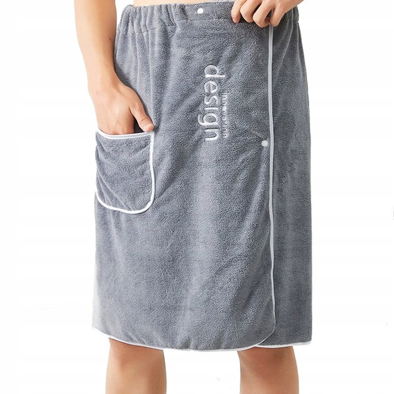 Ręcznik kąpielowy szlafrok szybkoschnący z zapięciem i kieszenią 70x140cm