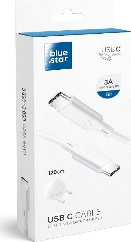Kabel USB Blue Star USB-C - USB-C 1.2 m Biały