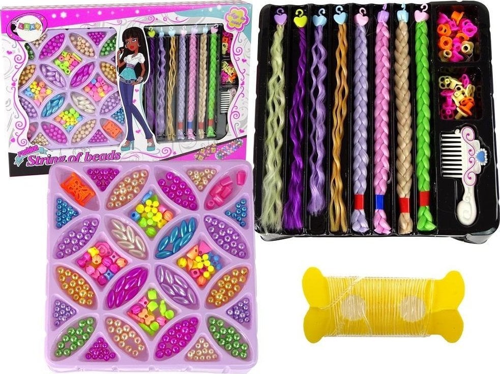 LeanToys Zestaw Koralików Do Włosów i Biżuterii Kolorowy LEAN Toys