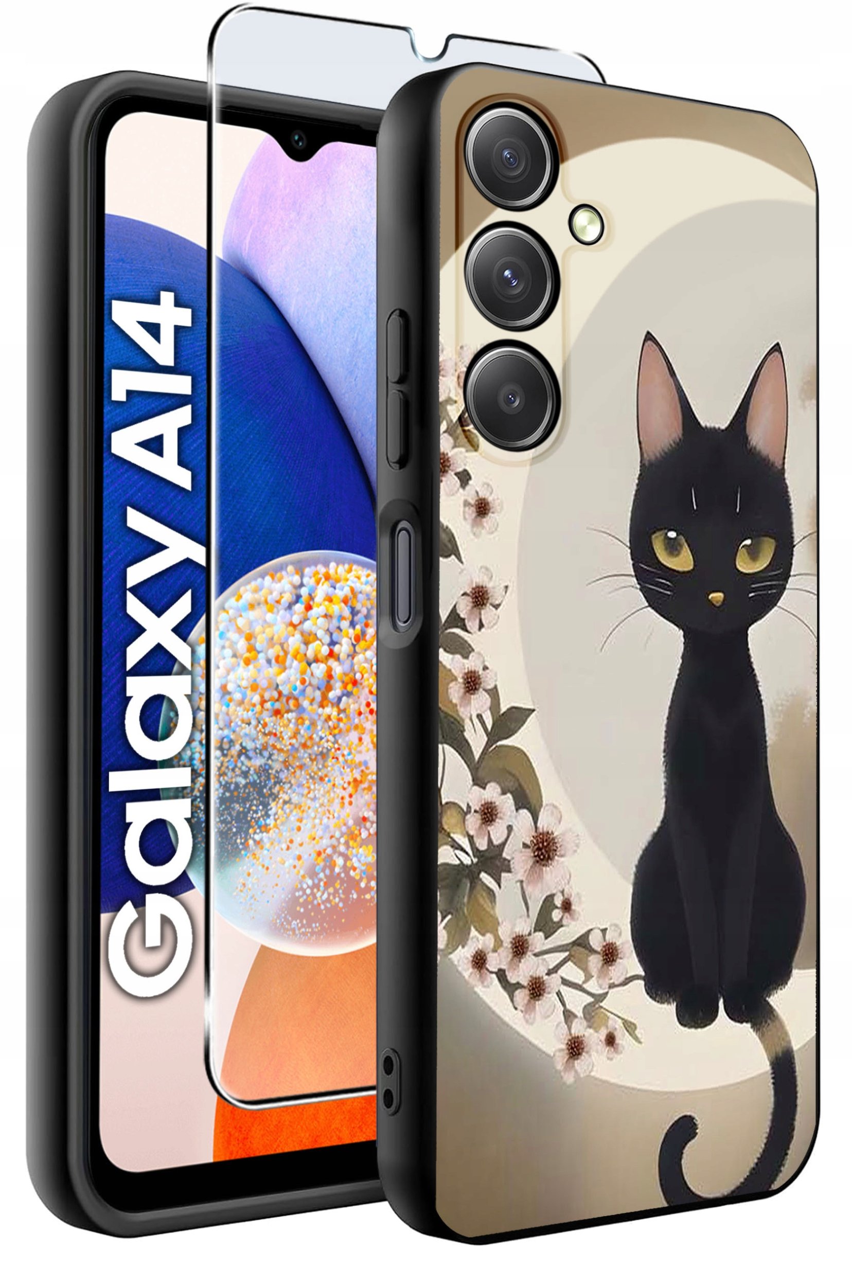 ETUI do Samsung A14 5G WZORY | SILIKONOWE MATT CASE + SZKŁO HARTOWANE 9H