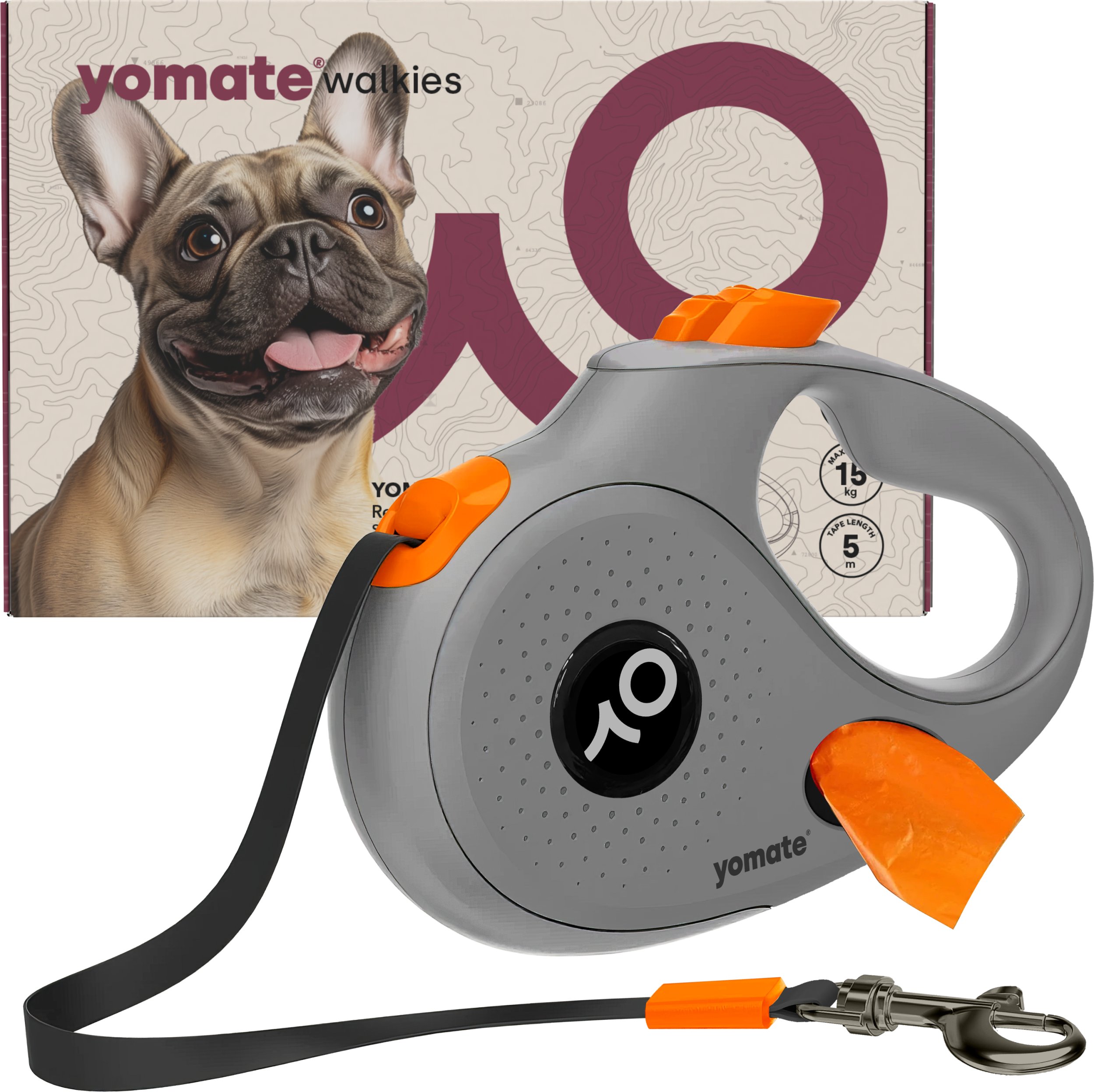 YOMATE! SMYCZ AUTOMATYCZNA DLA MAŁEGO PSA ZWIJANA Z BLOKADĄ