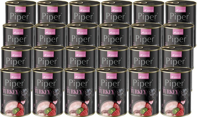 Mokra Karma dla psa Piper Animals z indykiem i brokułem zestaw 24 x 400 g