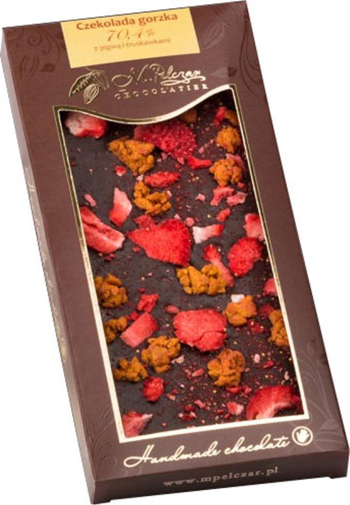 M.Pelczar Chocolatier Czekolada gorzka 70,4% pigwa i truskawka 85 g
