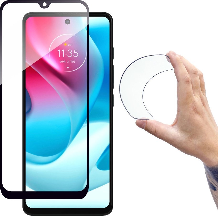 Hurtel Full Cover Flexi Nano folia szklana szkło hartowane z ramką Moto G60s