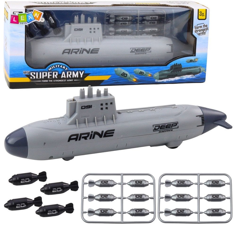 Statek Łódź Podwodna Strzelająca Torpedami Napęd Szara 28cm LEAN Toys
