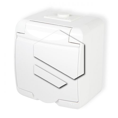 Karlik Junior biały gniazdo NT 1X Z/U Z KLAPKĄ IP44 - GHE-1