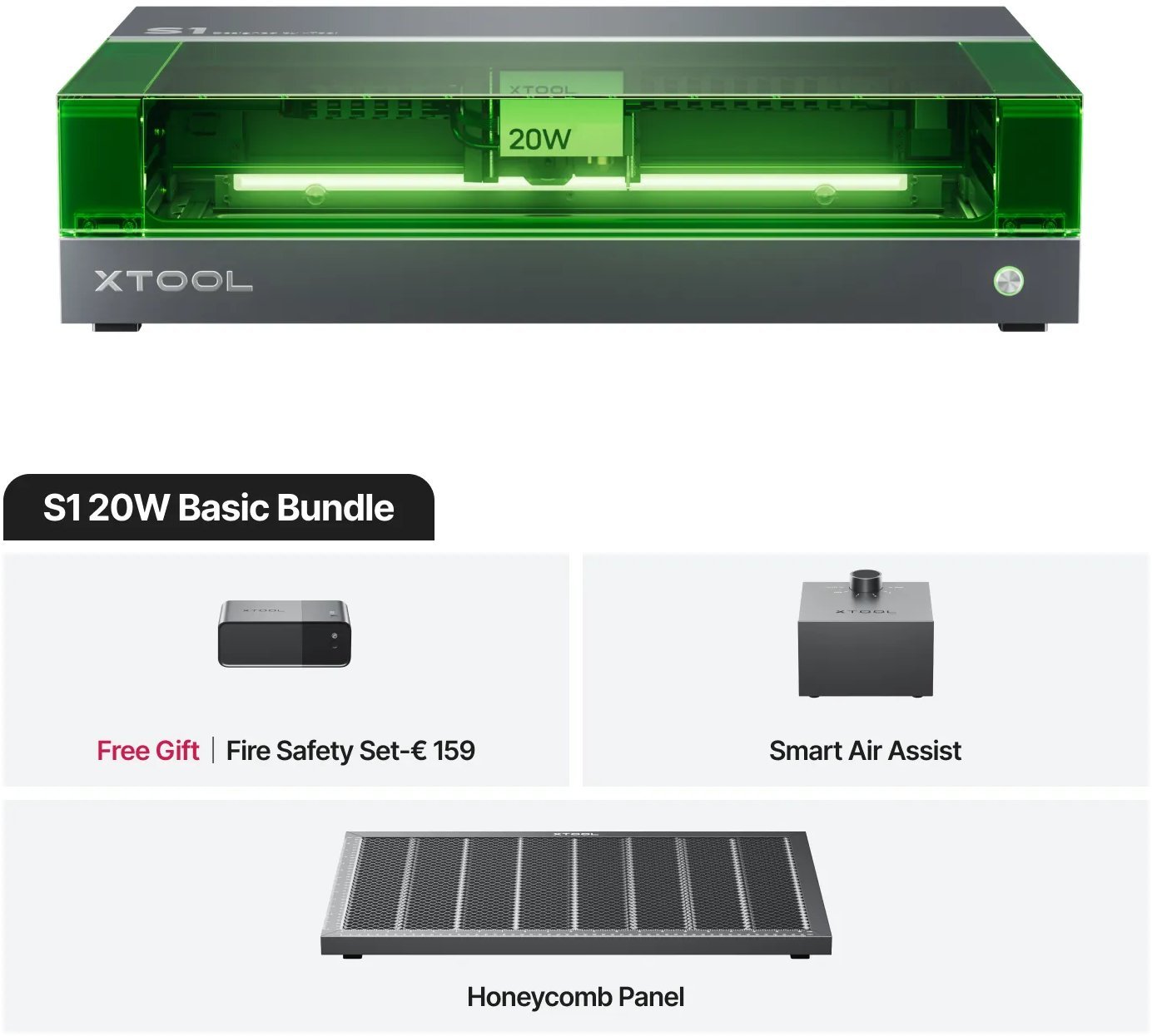 Ploter xTool wycinarka i grawerka laserowa - 20W - zestaw podstawowy