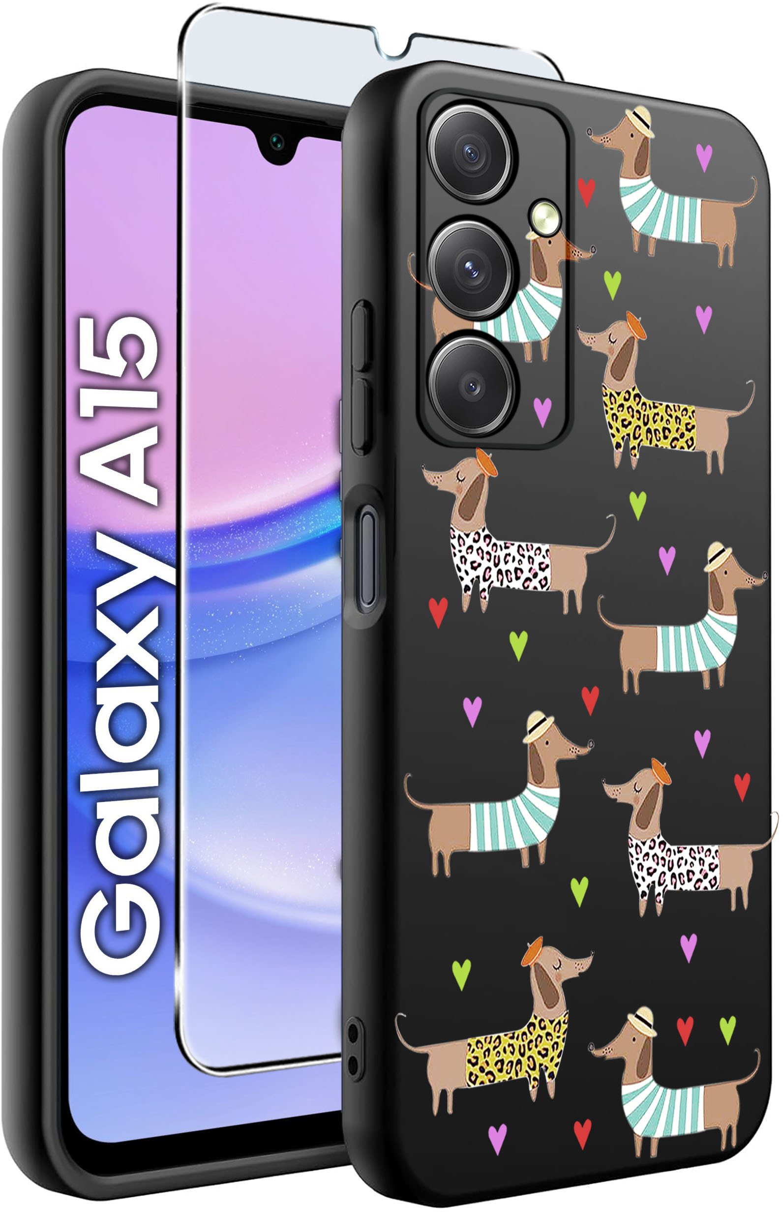 ETUI do Samsung A15 4G | 15 5G WZORY | SILIKONOWE MATT CASE + SZKŁO 9H