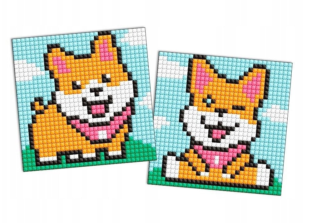 Diamentowa mozaika na magnesie IDEYKA, 9x9 cm, kids, zabawne psy, 2 szt.
