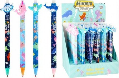 BTS Długopis zmazywalny niebieski z gumką