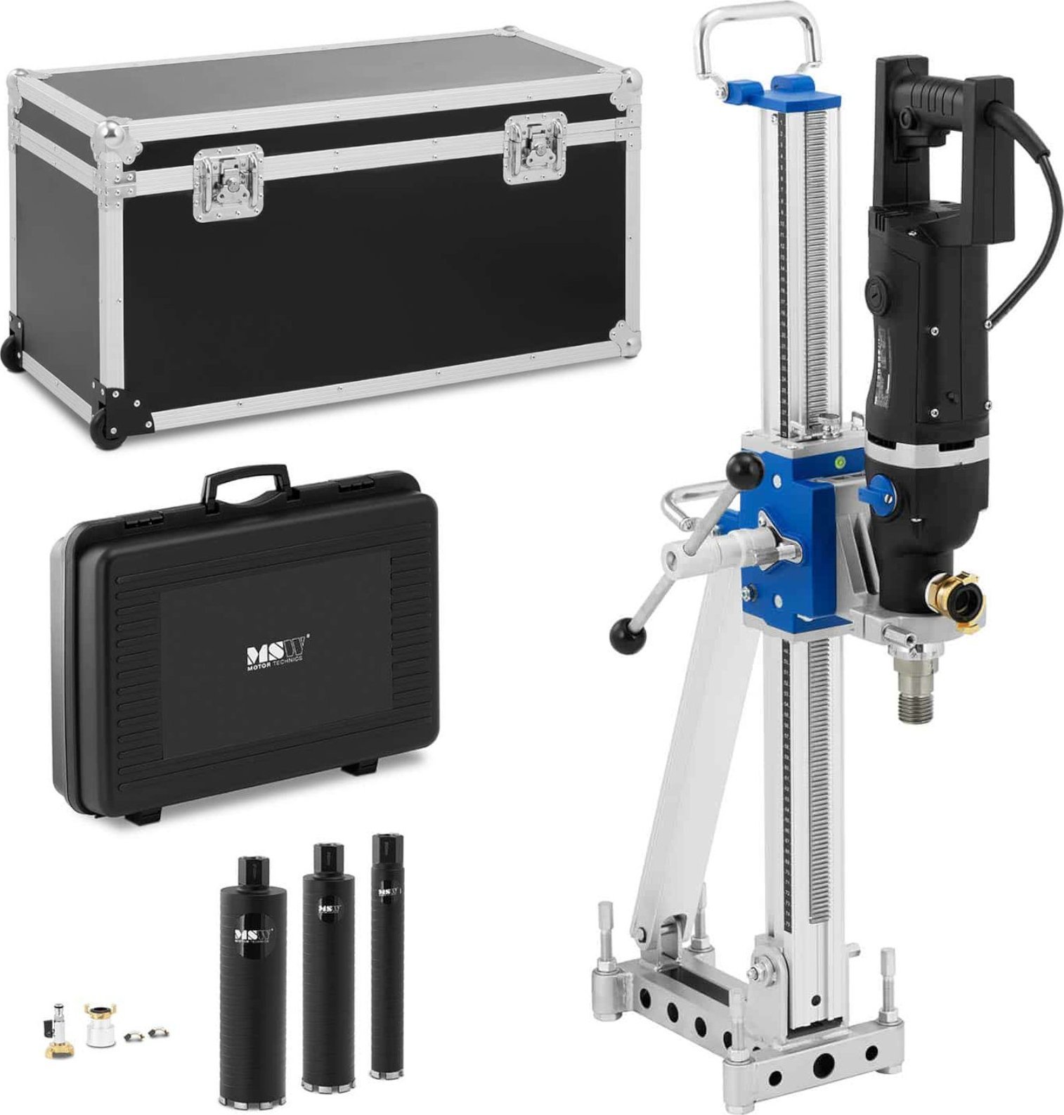 MSW Wiertnica otwornica diamentowa do betonu ze statywem skrzynią 1300 obr./min 2200 W Wiertnica otwornica diamentowa do betonu ze statywem skrzynią 1