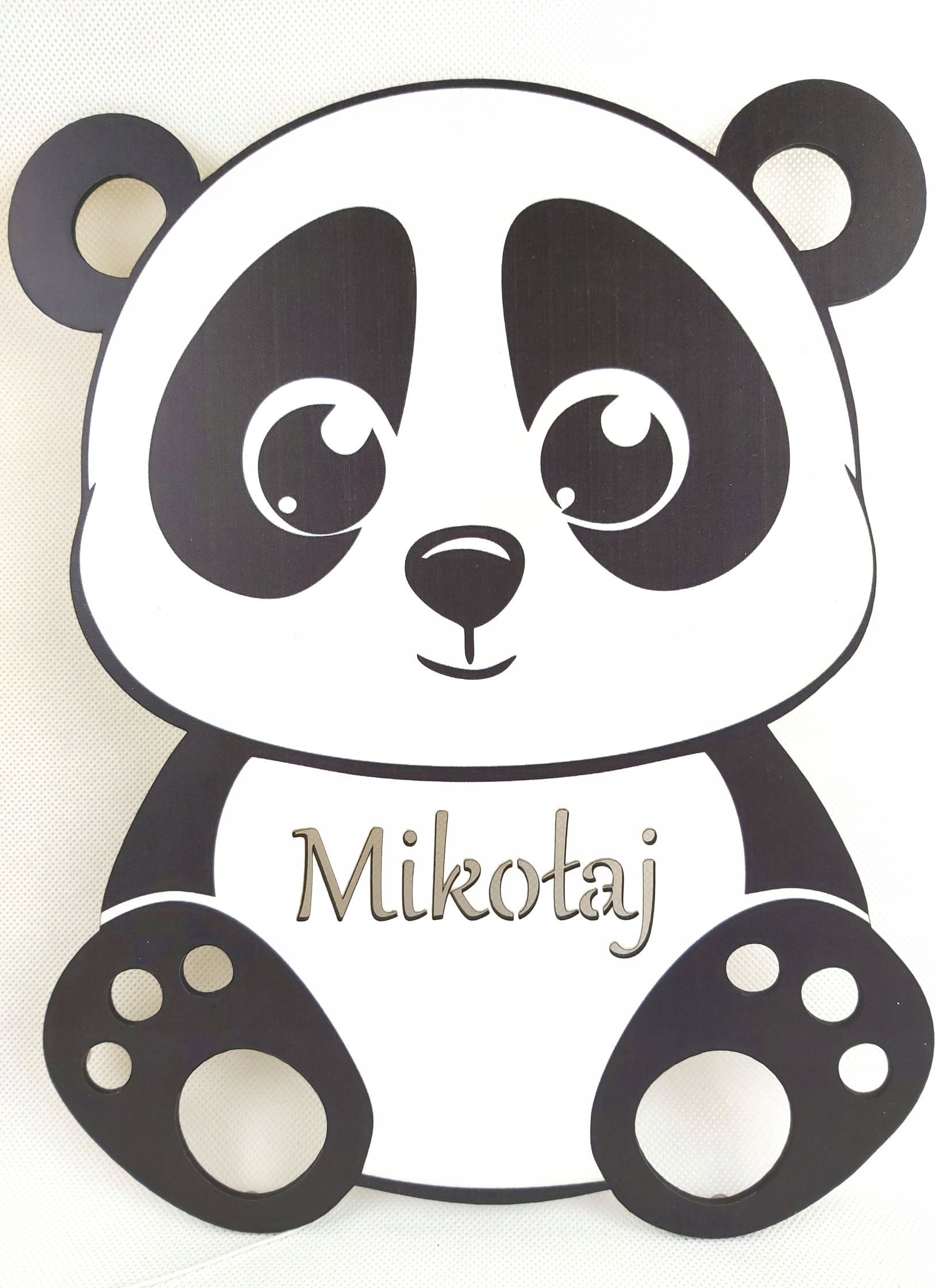 naSciane Lampka nocna dla dzieci Panda z imieniem dziecka