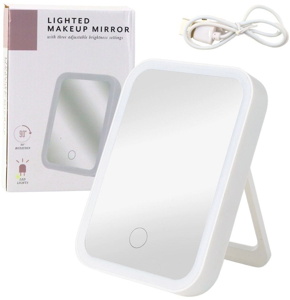 Lusterko Podświetlane LED 3 Tryby Oświetlenia Kąt Nachylenia 90° Białe