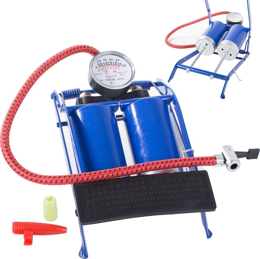 Verk Pompka nożna samochodowa dwa tłoki rower końcówki Pompka nożna samochodowa dwa tłoki rower końcówki