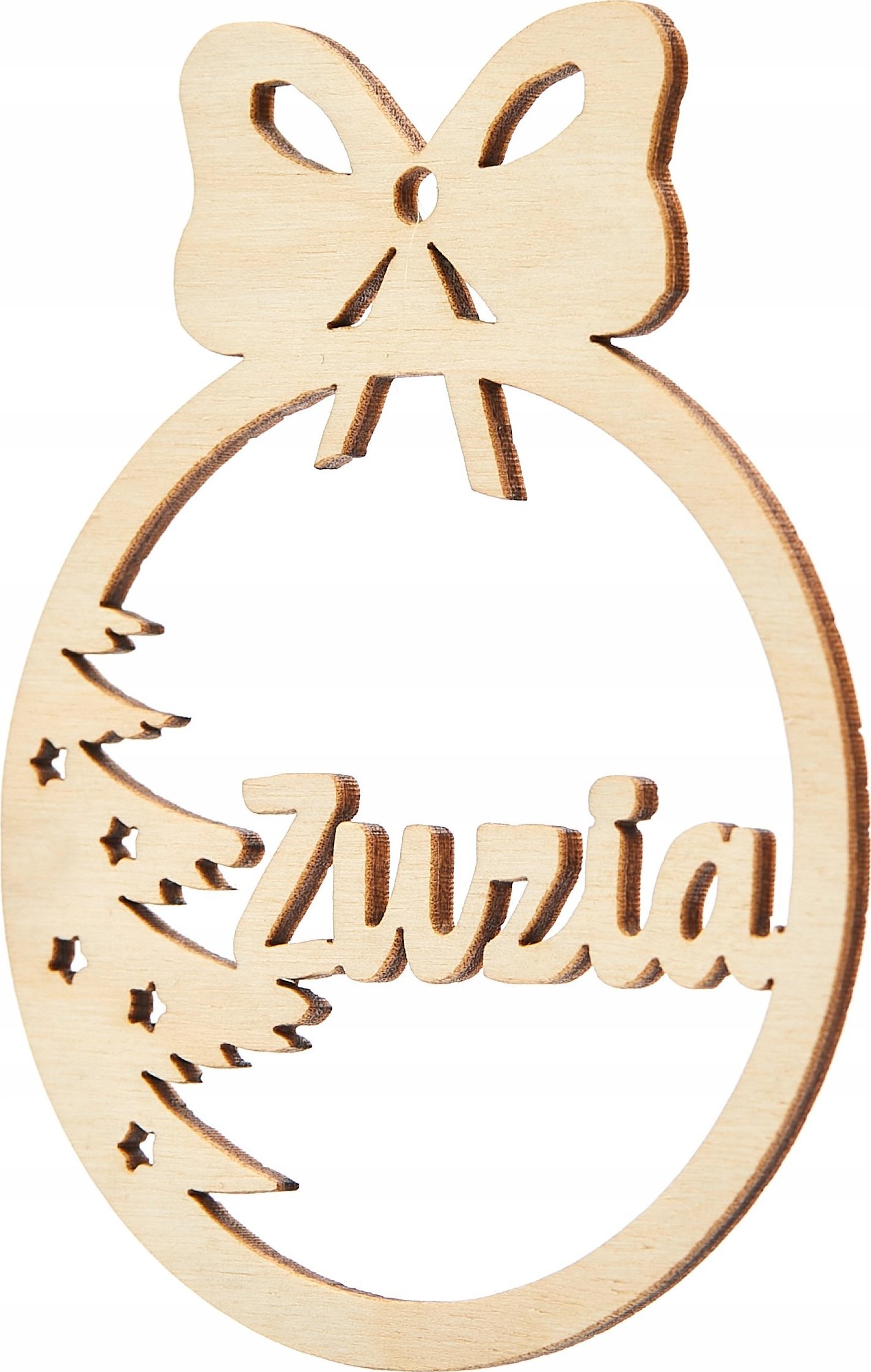 Techrebal BOMBKA Z IMIENIEM NA CHOINKĘ DREWNIANA NA PREZENT