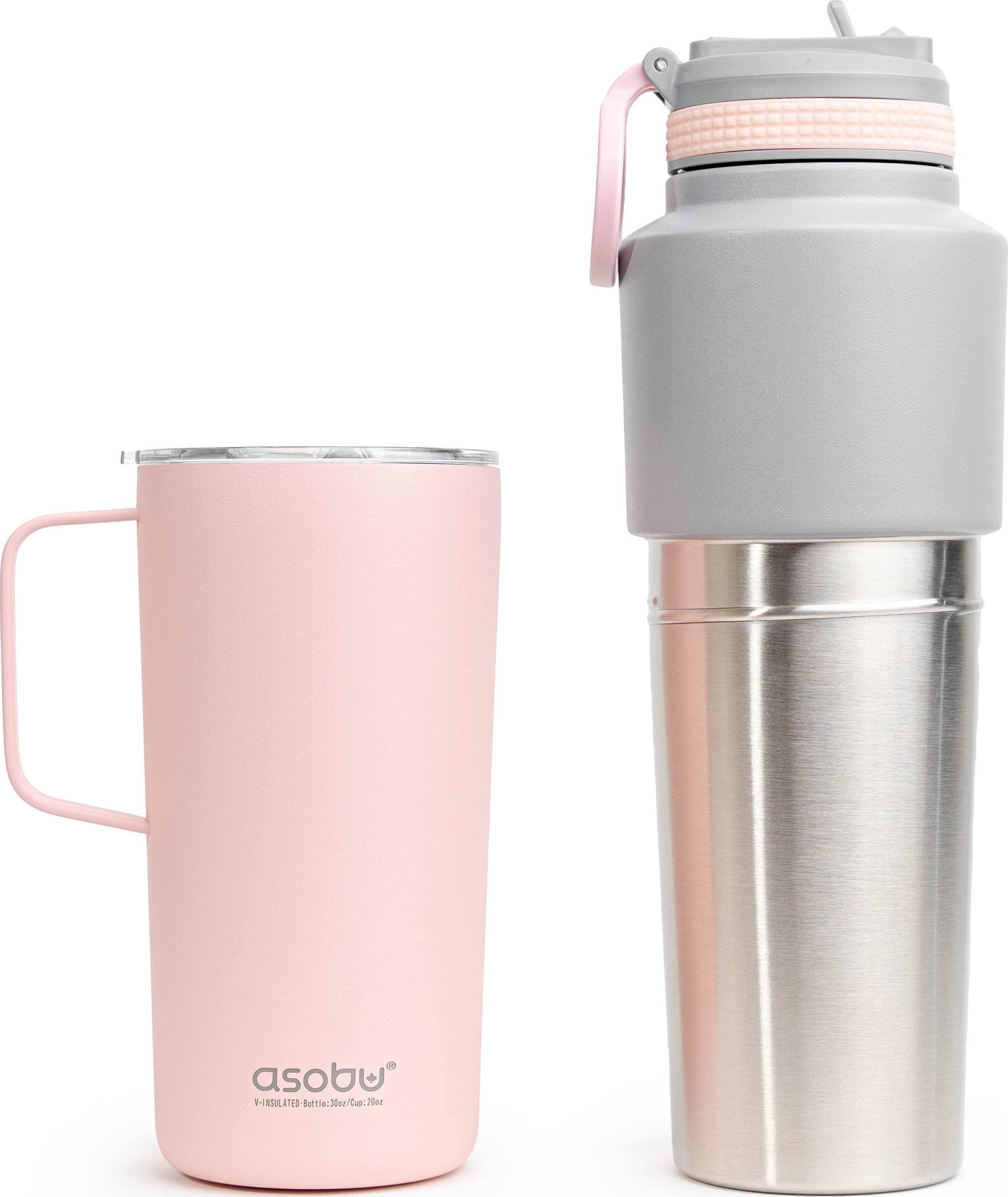 Asobu Asobu Twin Pack Bottle with Mug Pink, 0.9 L + 0.6 L