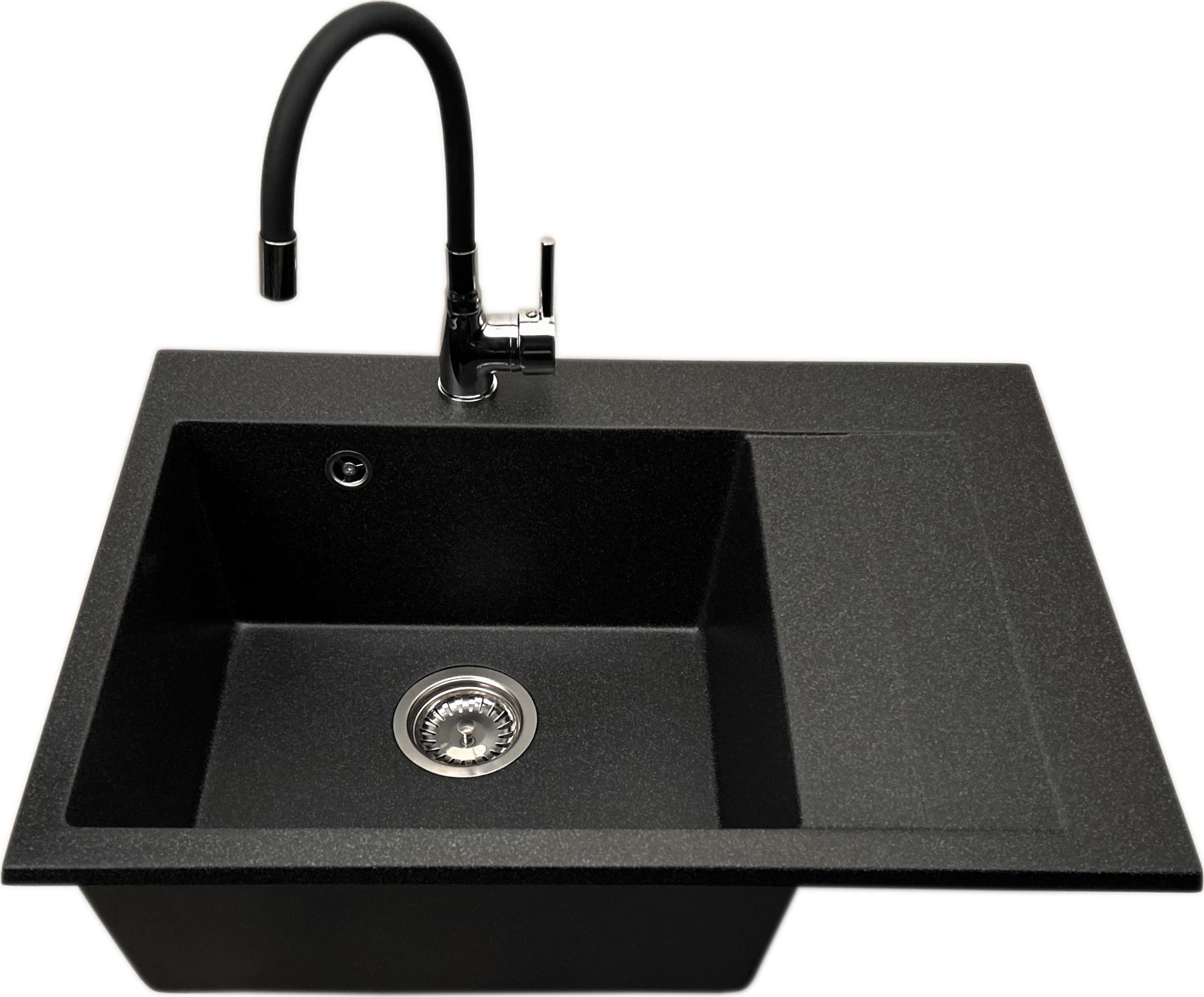 Zlewozmywak PREHNIT Zlewozmywak jednokomorowy z ociekaczem LOBSTER grafit+ bateria flex