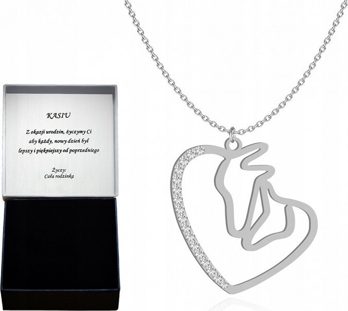 Radziszewska Jewellery Naszyjnik Srebrny z Koniem 925 Głowa Konia Cyrkonie DEDYKACJA GRATIS