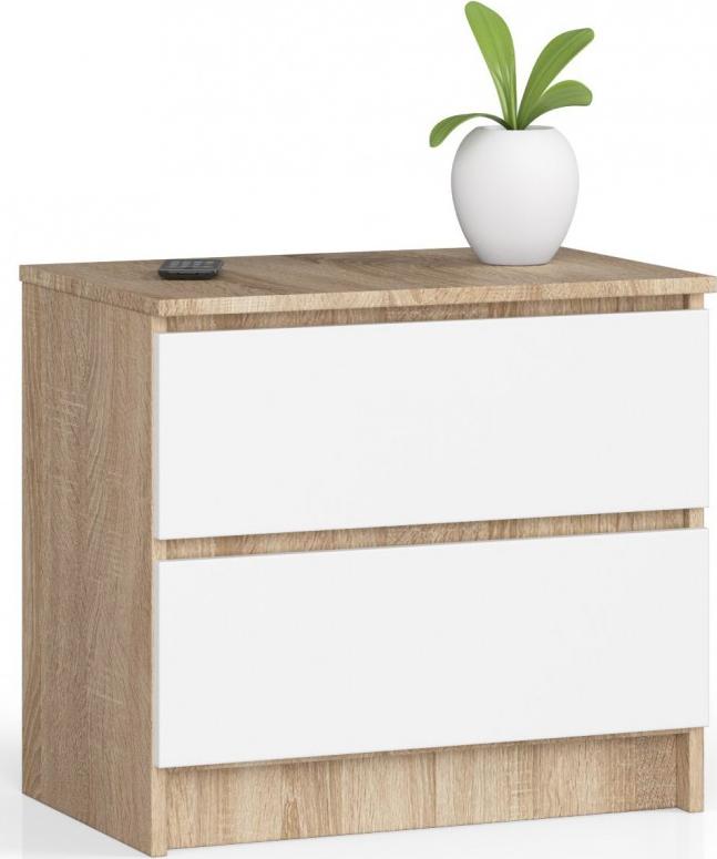 Fabryka Mebli Akord KOMODA K 60 cm 2 SZUFLADY SONOMA / BIAŁA