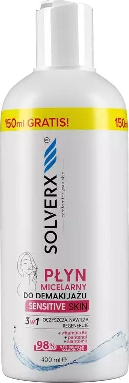 Solverx Sensitive Skin Płyn micelarny do demakijażu 3w1 400 ml