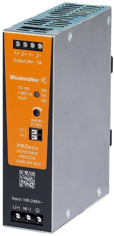 Przetwornica Mean Well Zasilacz impulsowy 100-240V AC / 24V DC 120W 5A PRO ECO* gen2 3025570000
