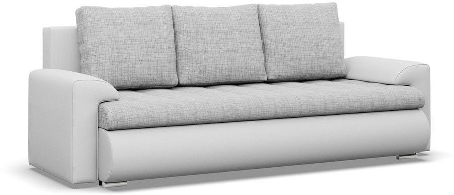 Kanapa rozkładana, Bosco, plecionka, ekoskóra, 222x96x92 cm, jasny szary, biały | TYLETEGOTU