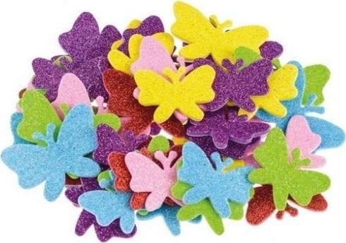 BREWIS Naklejki z pianki motyle z brokatem 42szt