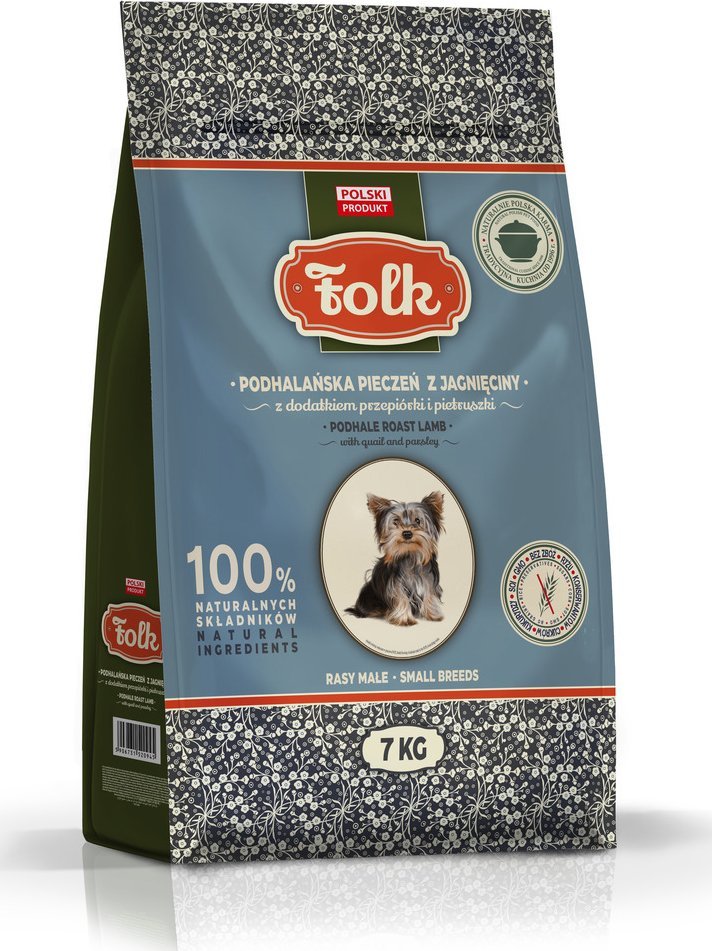 Folk Karma sucha dla psa FOLK MINI Podhalańska pieczeń z jagnięciny z dodatkiem przepiórki i pietruszki 7 kg