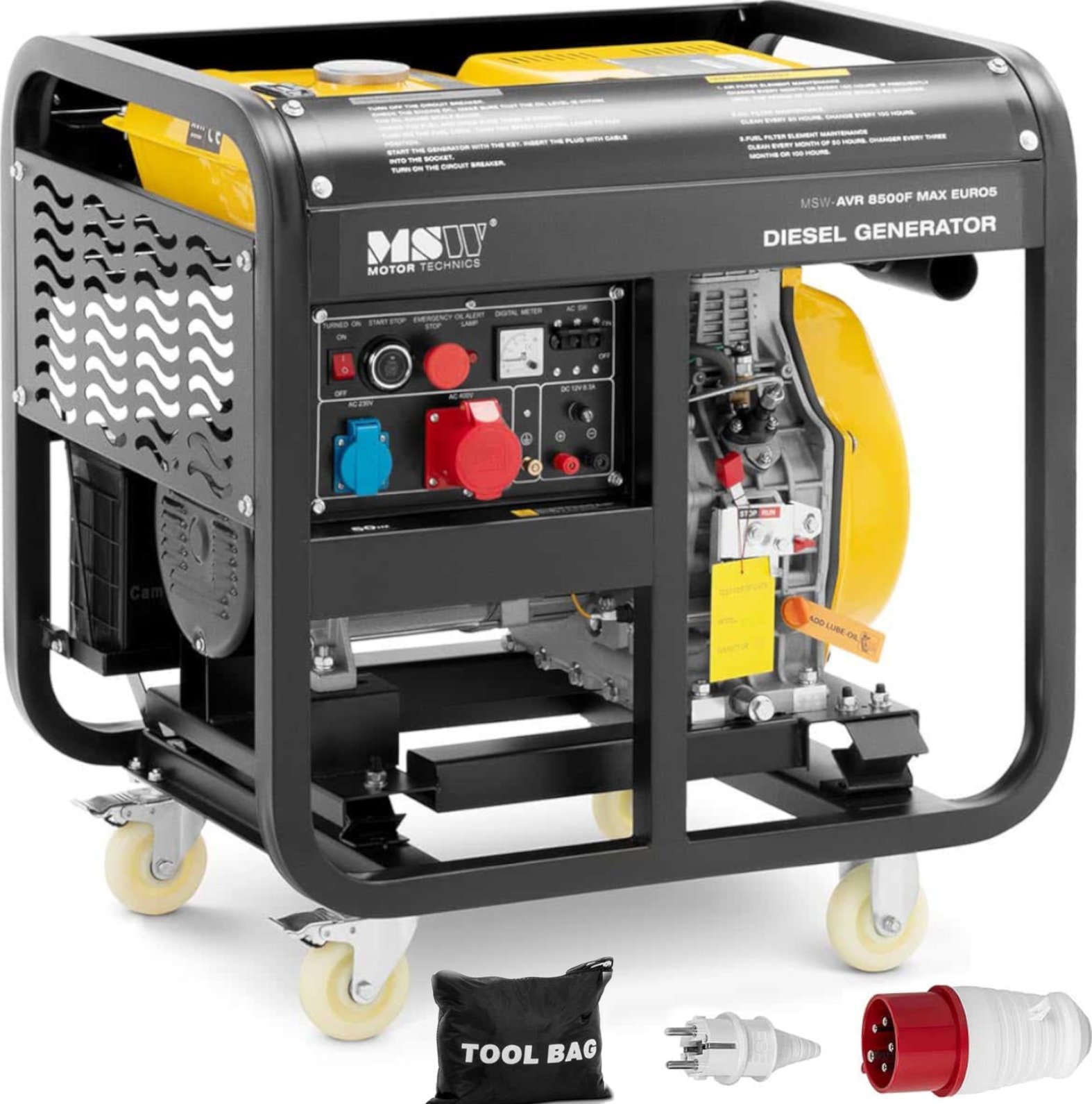 Agregat MSW Agregat generator prądotwórczy diesel mobilny 240/400 V 8500 W 10 kVA 30 l Agregat generator prądotwórczy diesel mobilny 240/400 V 8500 W