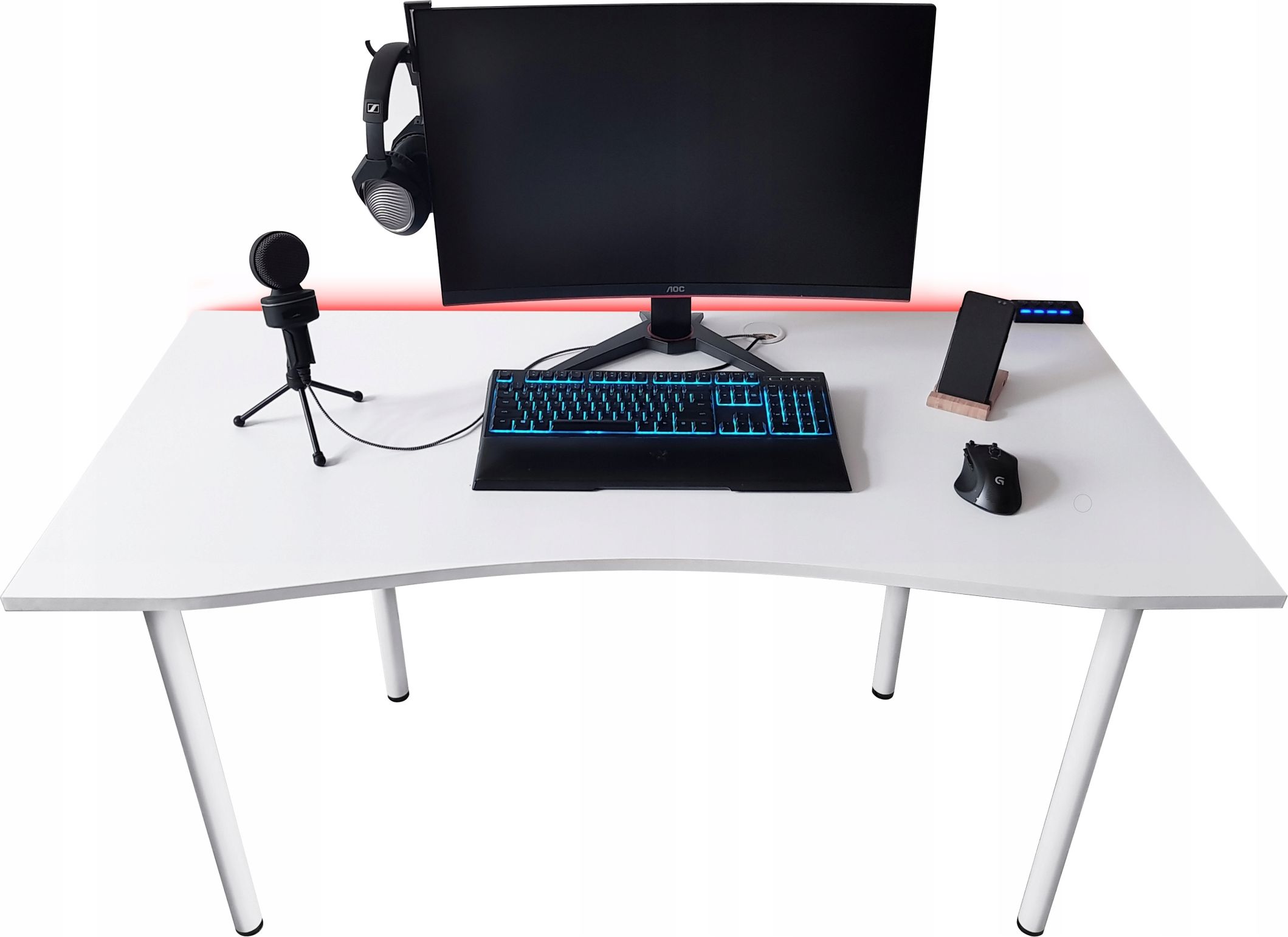 Biurko Zdesk AB-710W-Po/W-LH Białe 138 cmx68 cm HUB USB