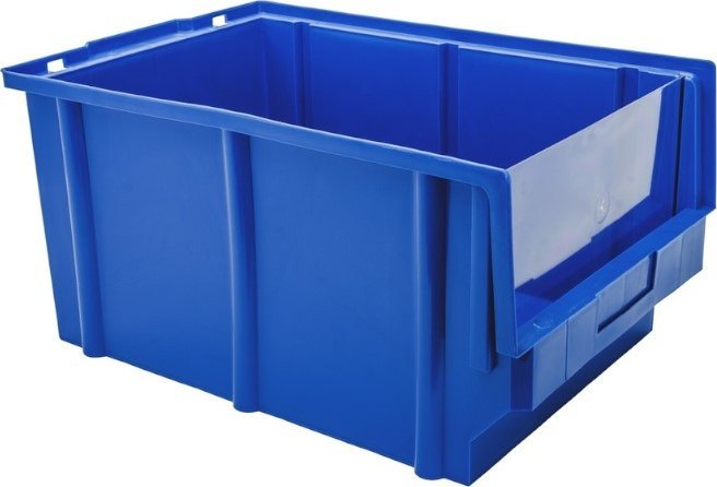Magazynuj Pojemnik plastikowy, warsztatowy, kuweta z recyklingu, Wym: 400x269x199mm (kolor niebieski)