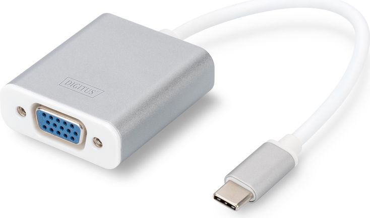 Adapter USB Digitus USB-C - VGA Srebrny (DA-70837)